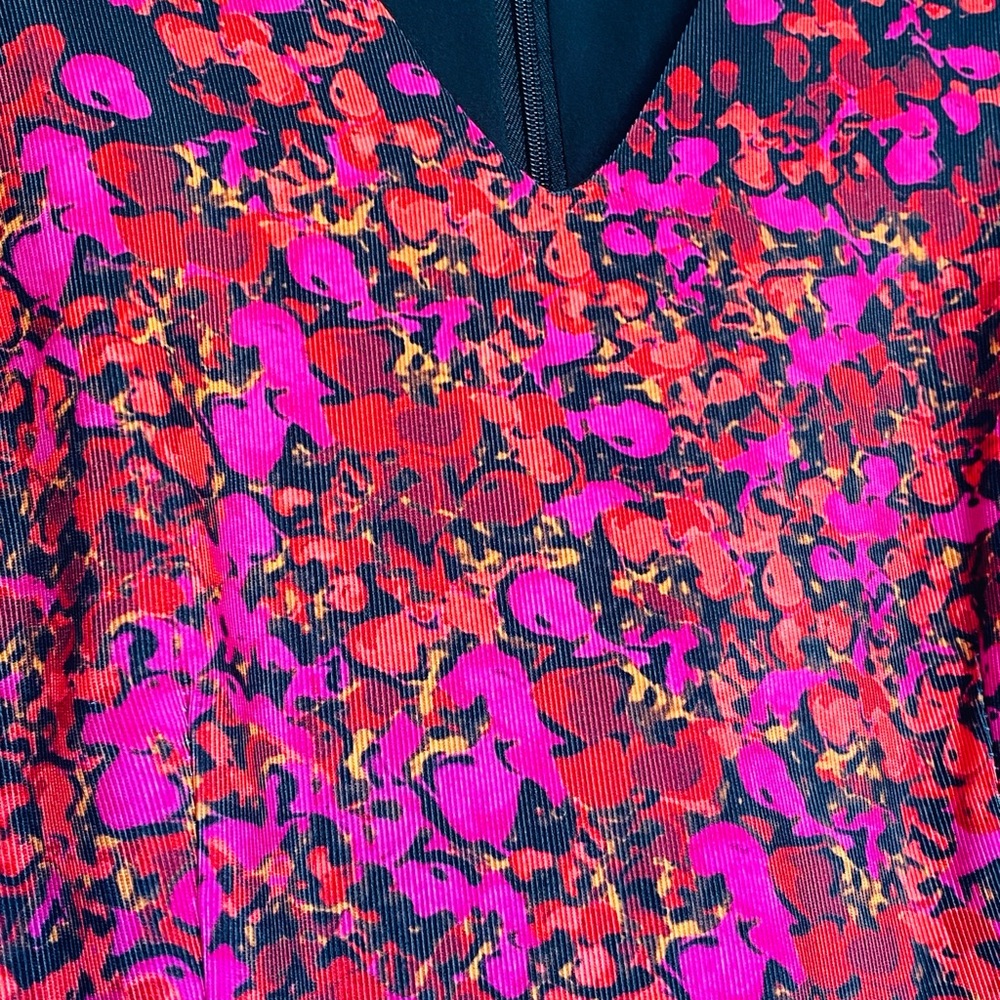 Cynthia Steffe Sleeveless Lined Sheath Dress! Black with Pink Florals! Size 2! - Picture 6 of 10